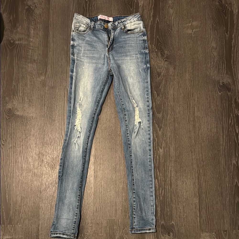 Women's Blue Distressed Jeans